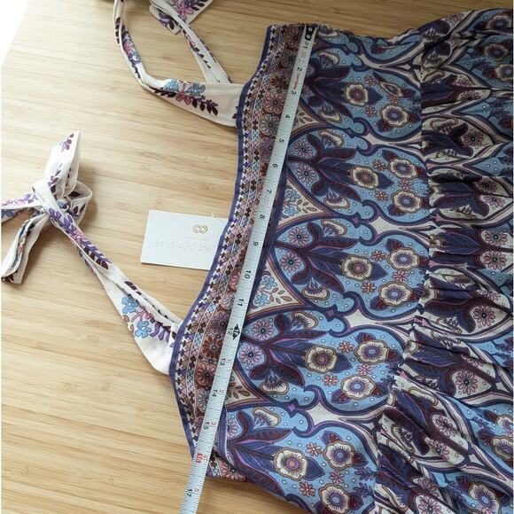 NWT Caroline Constas Blue Floral Print Cotton Sleeveless Midi Maxi Dress, size M - Picture 6 of 10